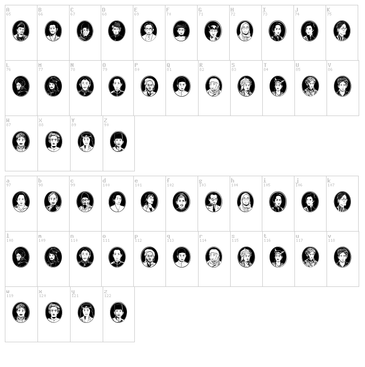 Cermin Pahlawan font map